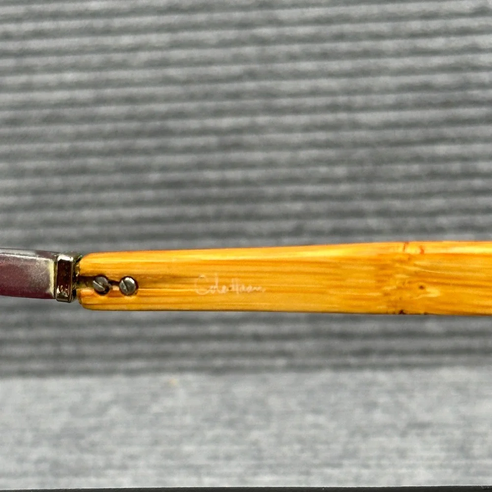 Cole Haan Plum Horn Fade Eyeglasses Rectangular Bamboo Texture Temples 140mm Y2k